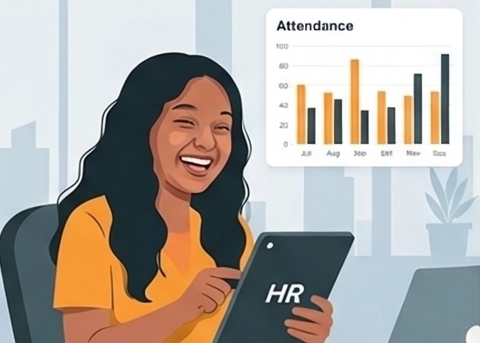 Employee checking attendance on an HR app